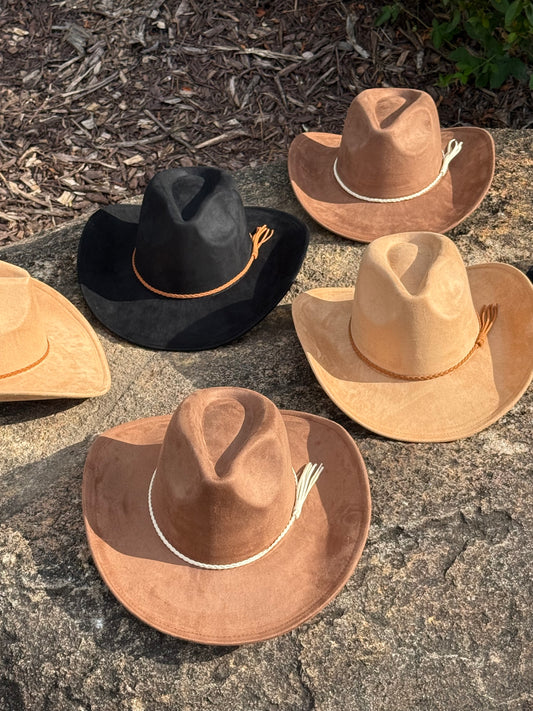 Premium Suede Cowboy Hat XL - Adjustable Fedora Style Rodeo Hat for Men & Women 60-61cm Size with 10cm Brim & 12cm Height - Accessorizmee