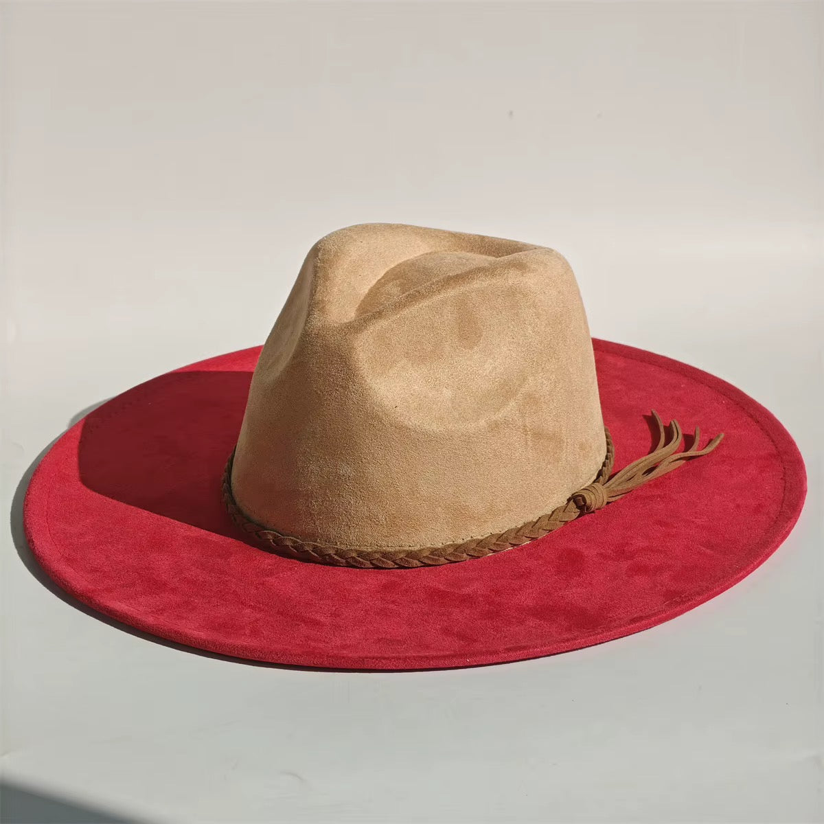 Two Toned Vegan Suede Hat Blank, Hat for Burning, Hat Pyrography, Fedora Hat, Wide Brim Hat, Hat for Engraving