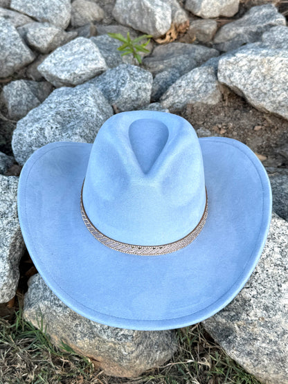 Vegan Suede Cowboy Hat, Hat with Rosegold Accessory, Hat for Burning, Cowboy Hat, Rancher Hat, Hat for customization - Accessorizmee