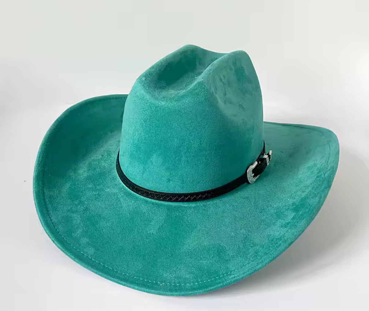 Premium Suede Cowboy Hat - Silver Design with Decorative Colorful Accents