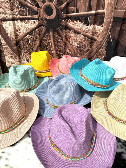 Straw Cowboy  Breathable  Hat- with band