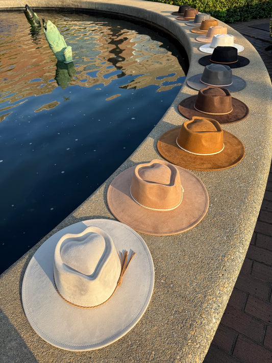 Hearted widebrim Vegan Fedora Hat
