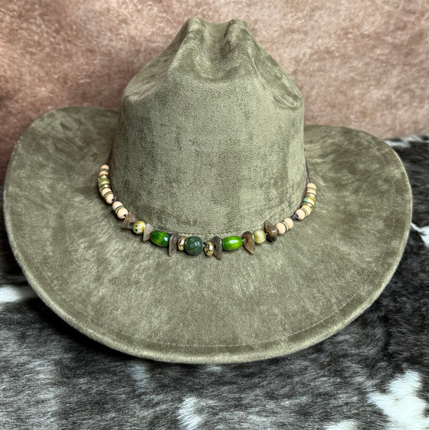 Premium Suede Cowboy Hat - silver Design with Decorative Colorful Accents