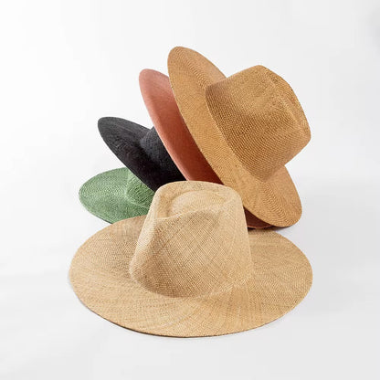 Wide Hand Woven stiff Straw Hat