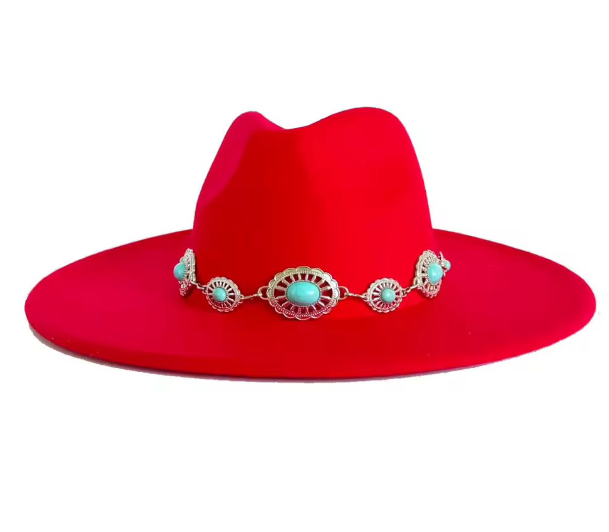 Wide Stiff Brim Fedora -With Accessory