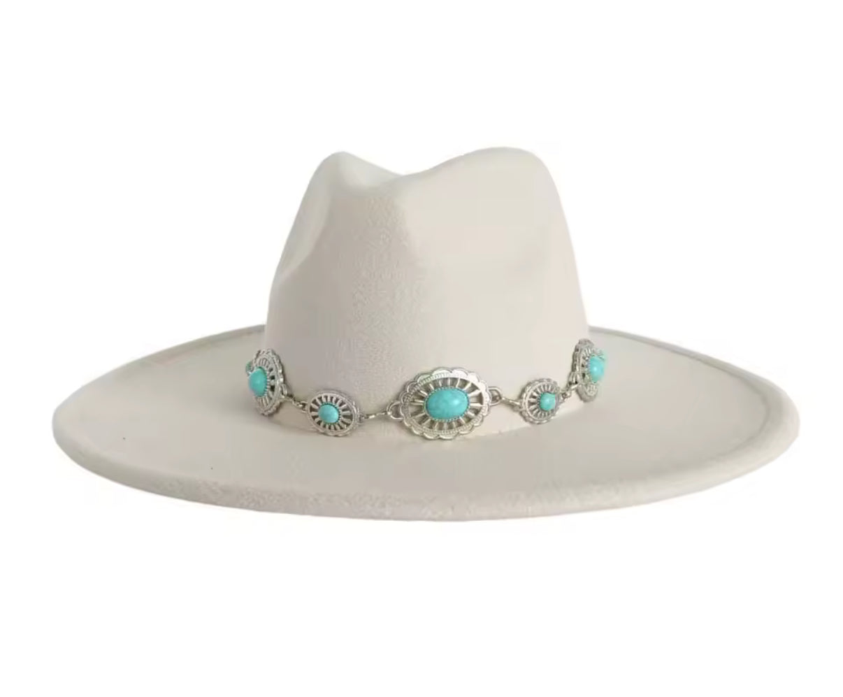 Wide Stiff Brim Fedora -With Accessory