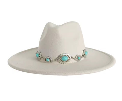 Wide Stiff Brim Fedora -With Accessory