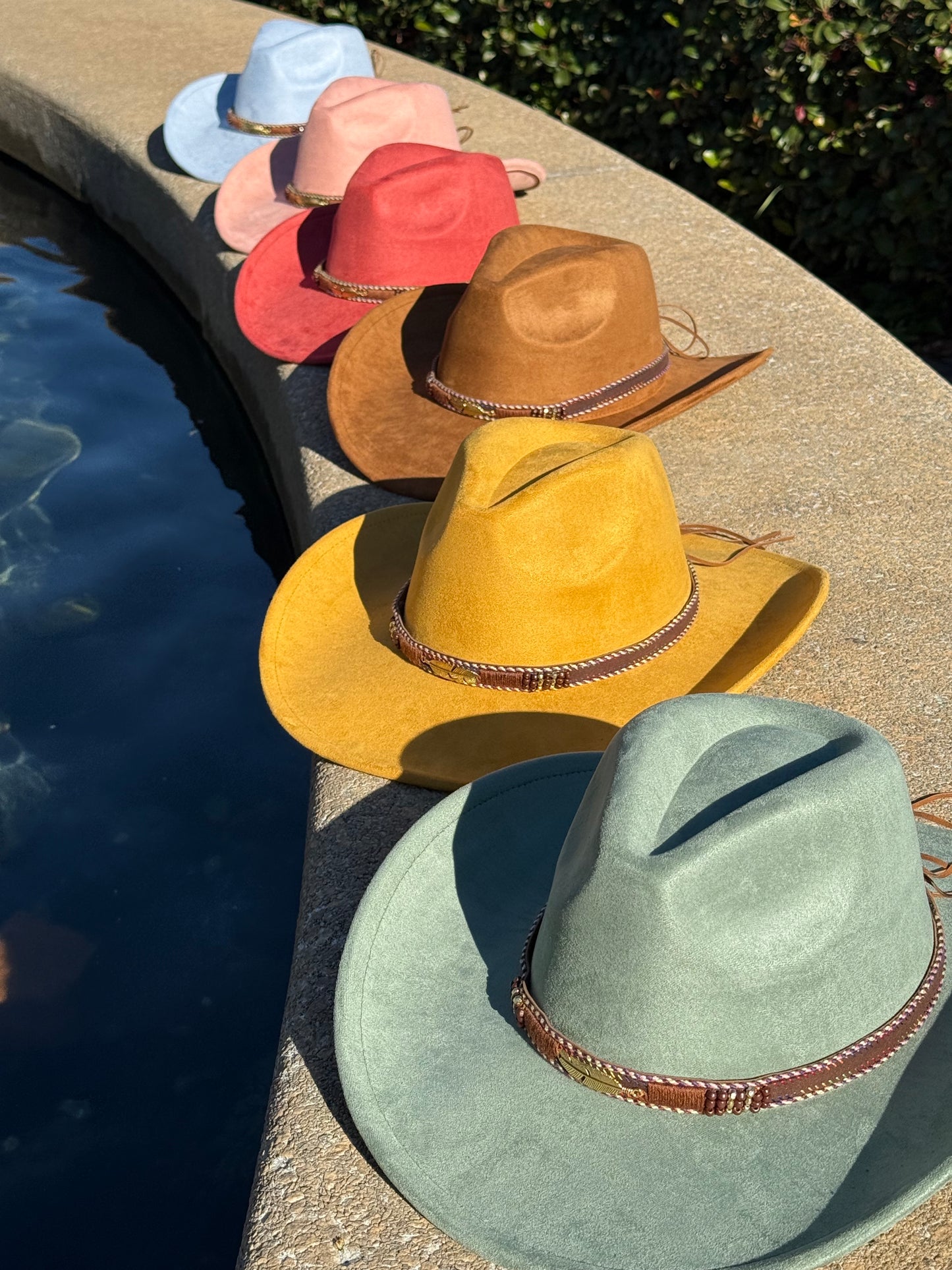 Vegan Suede Cowboy Hat, Hat with Feather Accessory, Hat for Burning, Cowboy Hat, Rancher Hat, Hat for customization