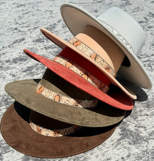Round Boater Brim Animal Print Hat