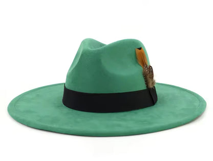 Feathered Suede Fedora Hat