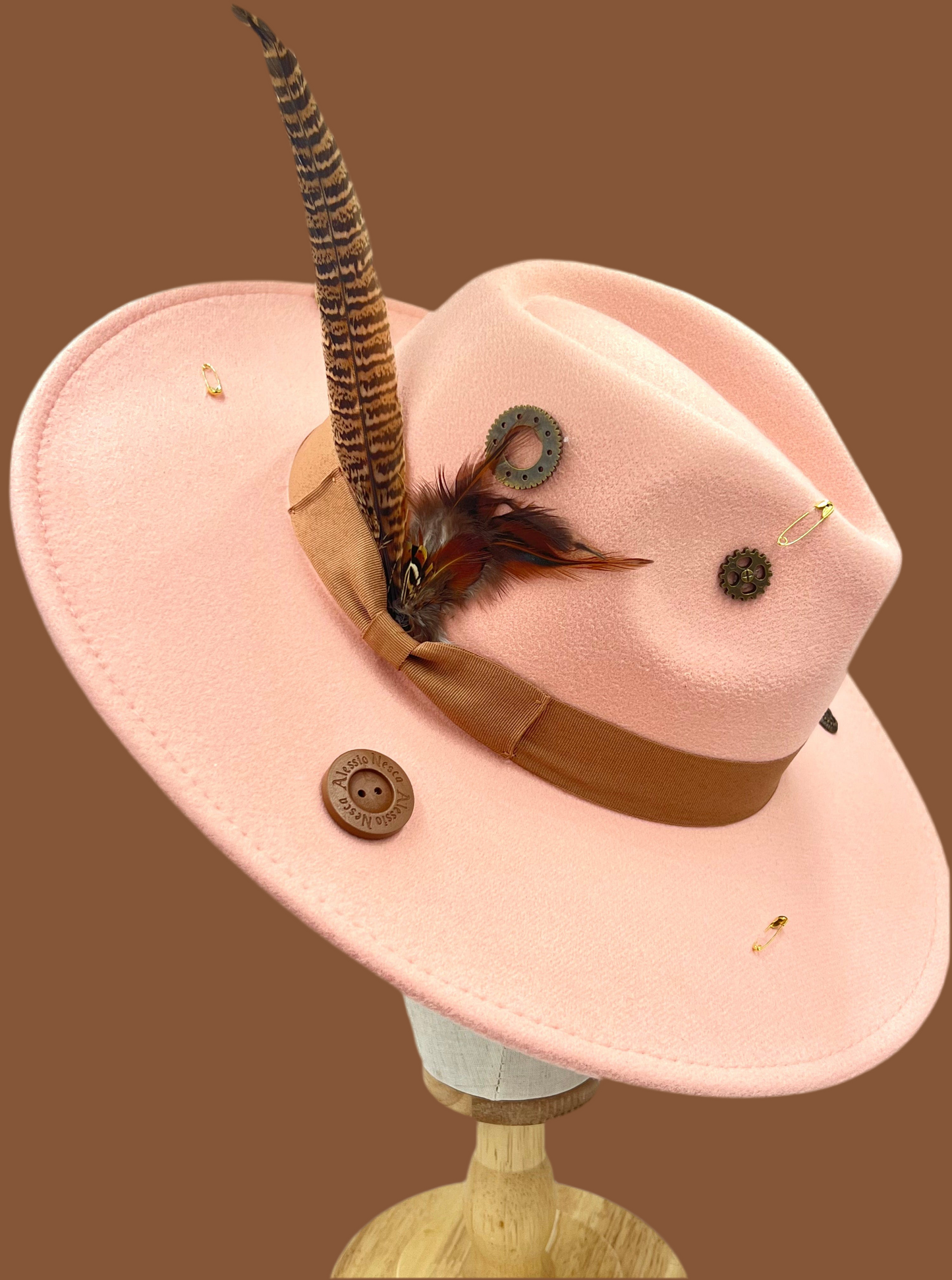Luxury  Bow Tie Fedora Hat-Button -up-Watermelon