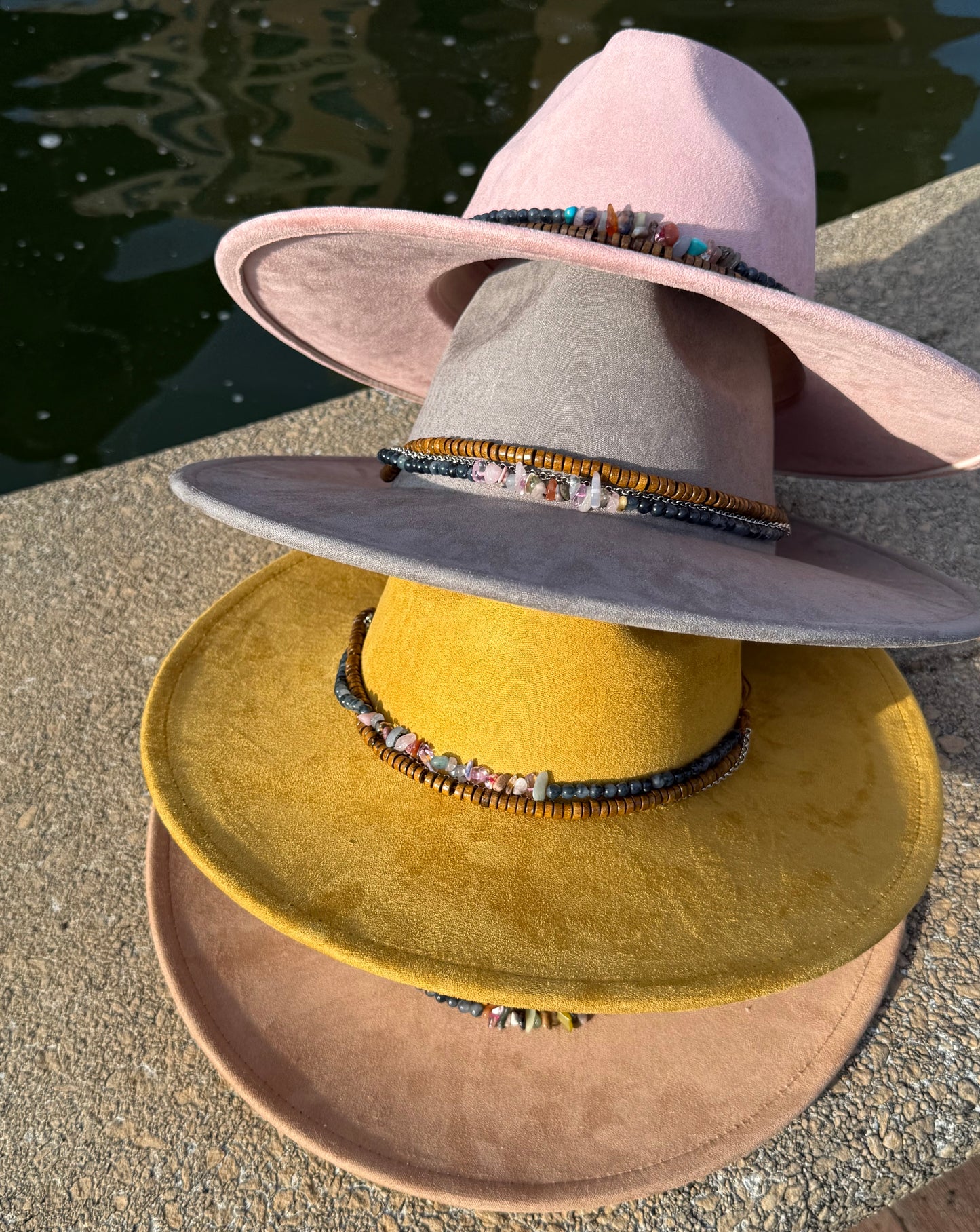 Stoned Suede Wide Brim Fedora