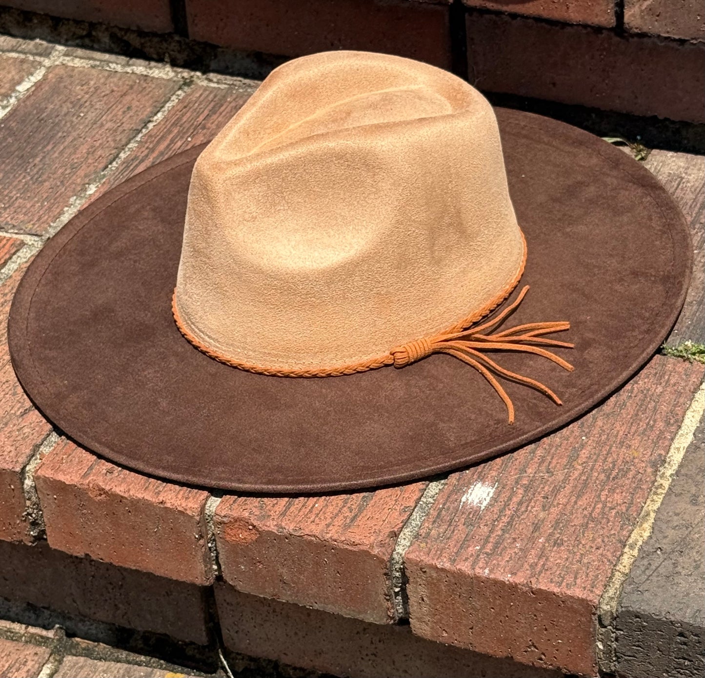 Two Toned Vegan Suede Hat Blank, Hat for Burning, Hat Pyrography, Fedora Hat, Wide Brim Hat, Hat for Engraving
