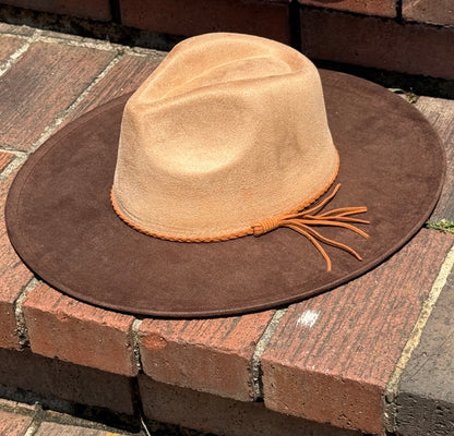 Two Toned Vegan Suede Hat Blank, Hat for Burning, Hat Pyrography, Fedora Hat, Wide Brim Hat, Hat for Engraving