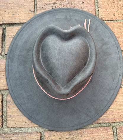 Hearted widebrim Vegan Fedora Hat