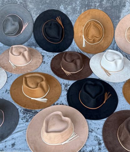 Hearted widebrim Vegan Fedora Hat