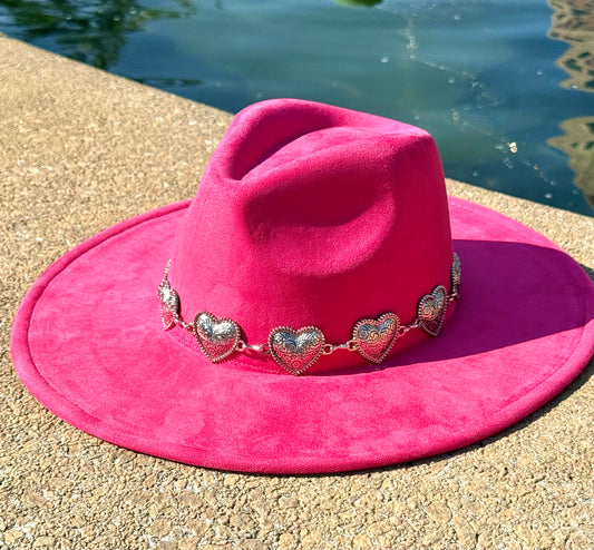 Heartbeat Suede Wide Brim Fedora Hat - Vegan Suede, Adjustable Straps, 10cm Brim, 12cm Height, Unisex Fashion Accessory