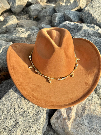 Premium Suede Cowboy Hat - Adjustable Straps Inside, Unisex Design, Size 56-58cm(S-L), Western Style, Great for Burning, Shipped in a Box