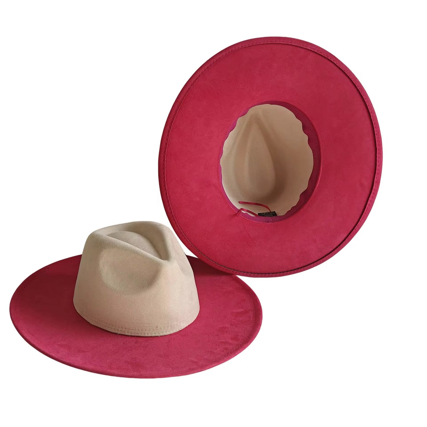 Two Toned Vegan Suede Hat Blank, Hat for Burning, Hat Pyrography, Fedora Hat, Wide Brim Hat, Hat for Engraving
