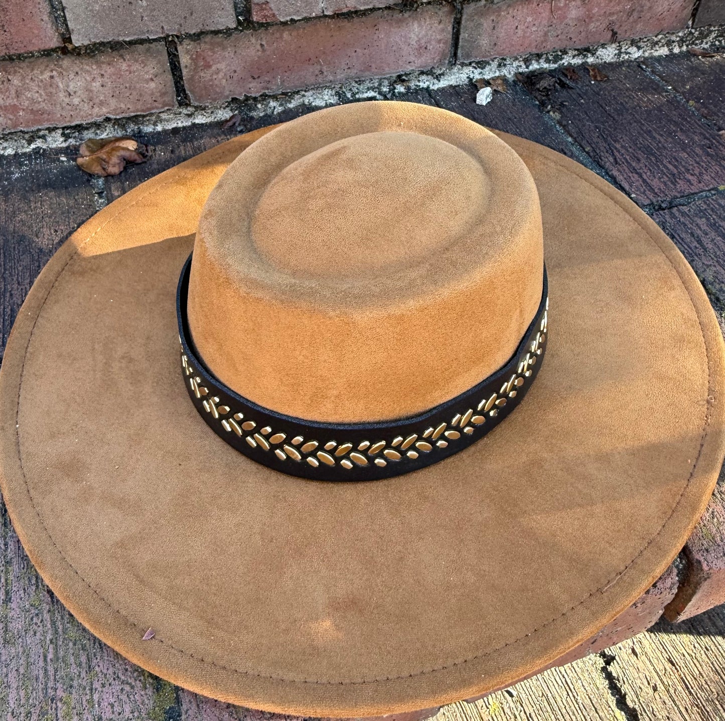Golden leaves Round Boater Brim Hat Unisex ,Adjustable & Stylish Suitable for Pyrography, Laser Engraving