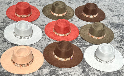 Round Boater Brim Animal Print Hat