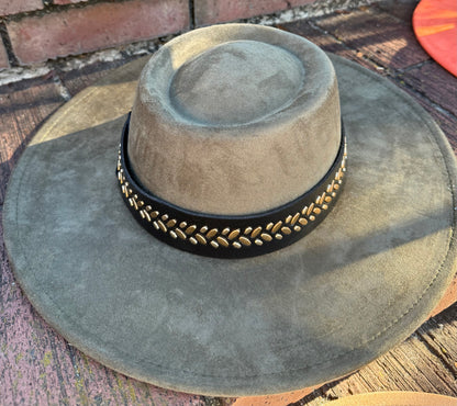 Golden leaves Round Boater Brim Hat Unisex ,Adjustable & Stylish Suitable for Pyrography, Laser Engraving