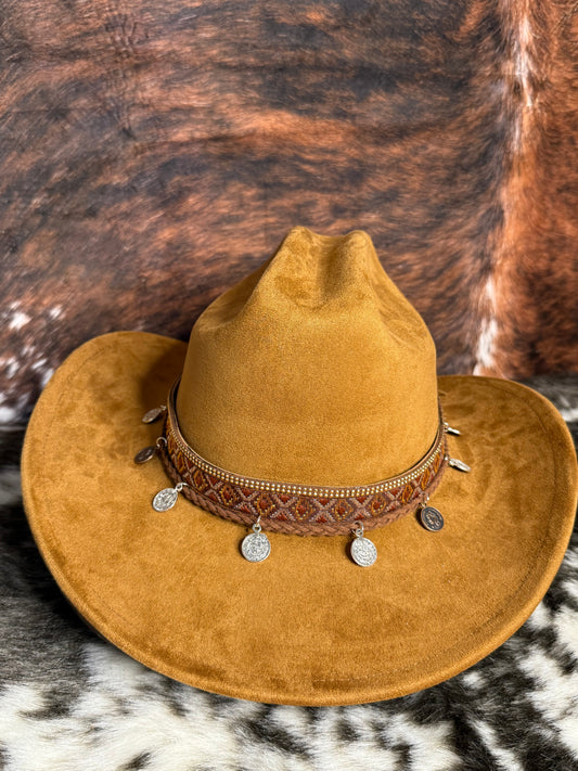 Premium Suede Cowboy Hat - Adjustable Straps Inside, Unisex Design, Size 56-58cm(S-L), Western Style, Great for Burning, Shipped in a Box - Accessorizmee