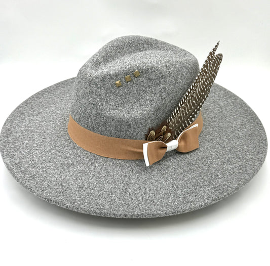 Bow Tie Fedora Hat -Granite - Accessorizmee