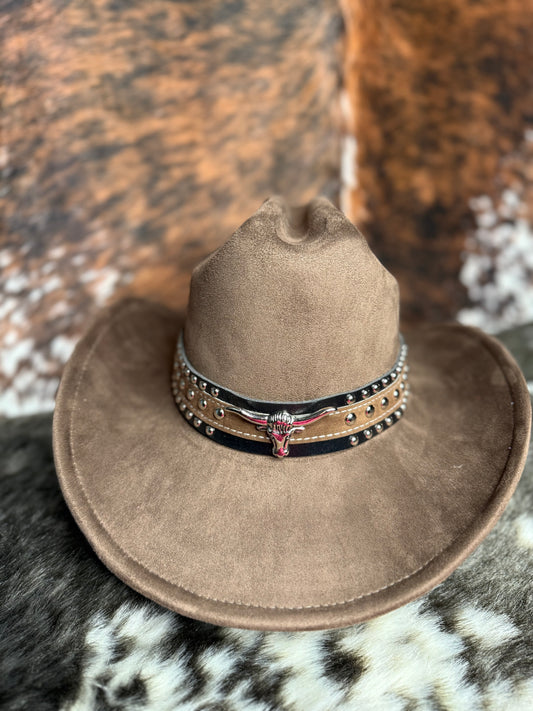 Premium Suede Cowboy Hat - Adjustable Straps Inside, Unisex Design, Size 56-58cm, Western Style, Fashionable & Functional, Shipped in a Box - Accessorizmee