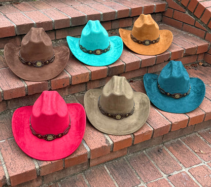 Premium Suede Cowboy Hat - Sanded Design, Unisex ,Adjustable & Stylish Suitable for Pyrography, Laser Engraving
