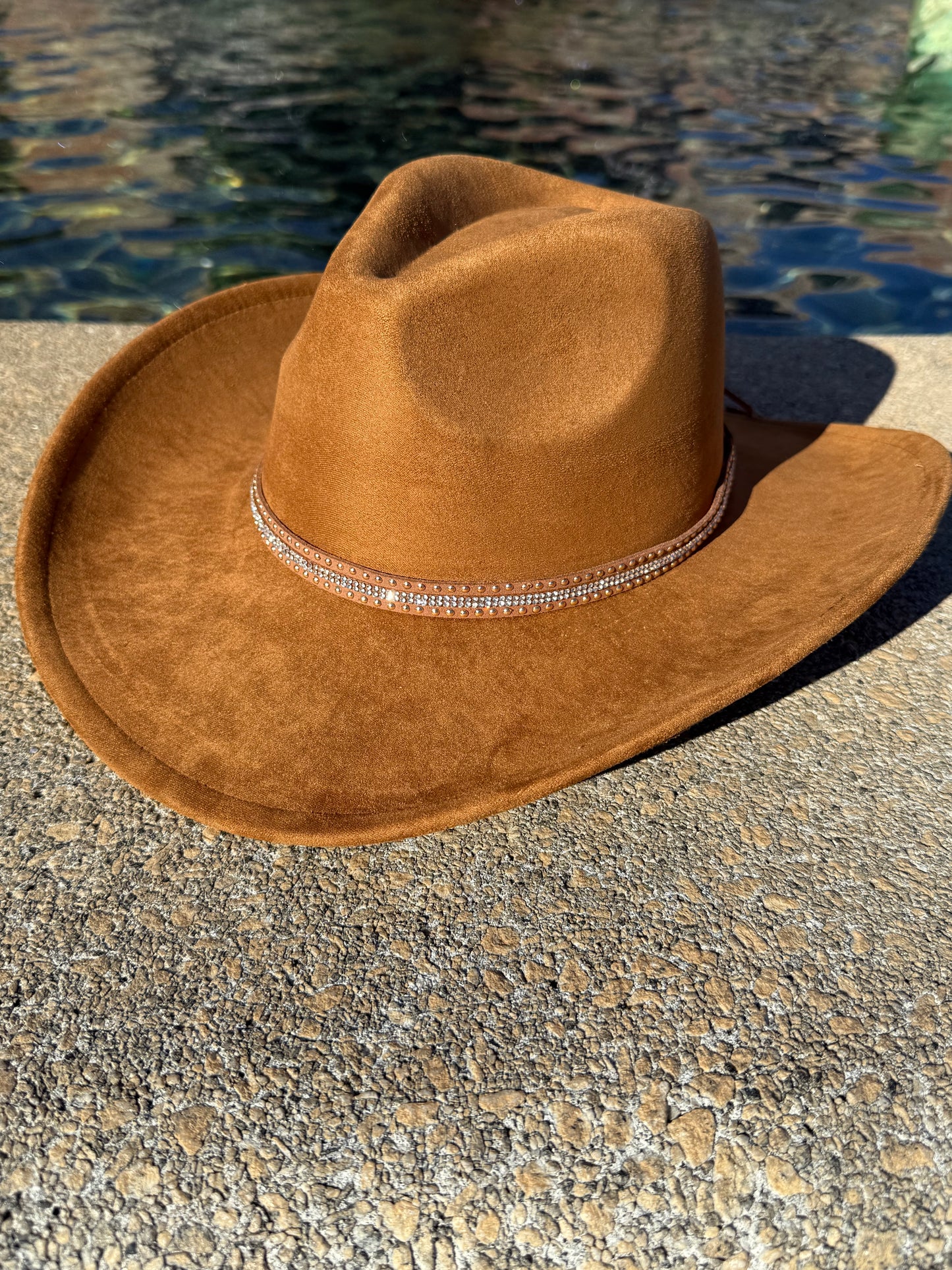 Vegan Suede Cowboy Hat, Hat with Diamond Ruff Accessory, Hat for Burning, Cowboy Hat, Rancher Hat, Hat for customization