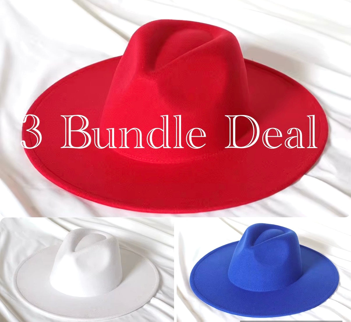 Wide Stiff Brim Fedora Hat Bundle (3)