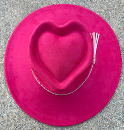 Hearted widebrim Vegan Fedora Hat