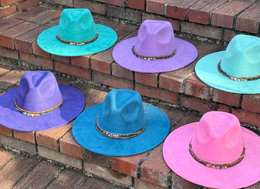 Stoned Suede Wide Brim Fedora