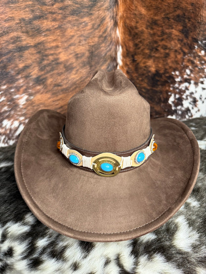 Premium Suede Cowboy Hat - Adjustable Straps Inside, Unisex Design, Size 56-58cm, Western Style, Fashionable & Functional, Shipped in a Box - Accessorizmee