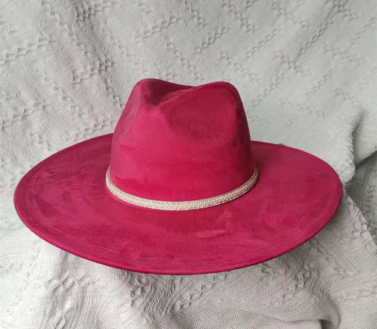 Dazzleme Suede Wide Brim Fedora Hat - Vegan Suede Material, Adjustable Straps, 10cm Brim, 12cm Height, Unisex Fashion Accessory - Accessorizmee