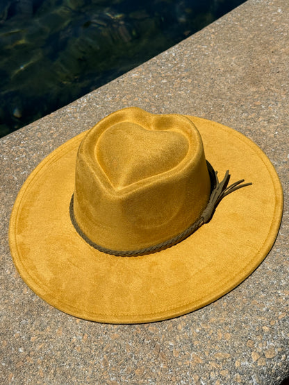 Hearted widebrim Vegan Fedora Hat
