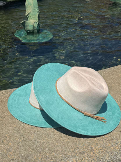 Two Toned Vegan Suede Hat Blank, Hat for Burning, Hat Pyrography, Fedora Hat, Wide Brim Hat, Hat for Engraving