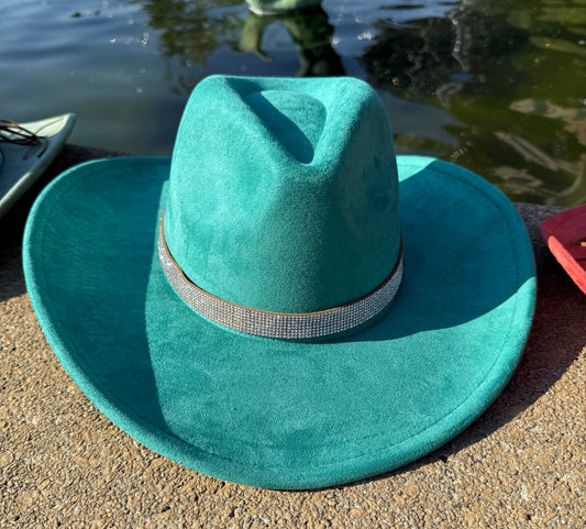 Vegan Suede Cowboy Hat, Hat with diamon Accessory, Hat for Burning, Cowboy Hat, Rancher Hat, Hat for customization
