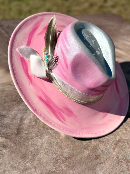Custom handcrafted Silver leaf Fedora Hat