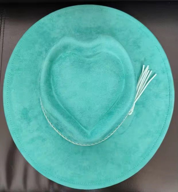 Hearted widebrim Vegan Fedora Hat