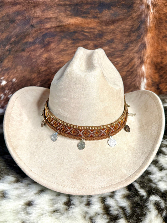 Premium Suede Cowboy Hat - Adjustable Straps Inside, Unisex Design, Size 56-58cm(S-L), Western Style, Great for Burning, Shipped in a Box - Accessorizmee
