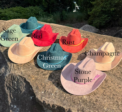 Vegan Suede Cowboy Hat Solid, Solid Cowboy Hat for Burning,, Rancher Hat, Wide Brim Hat, Hat for customization