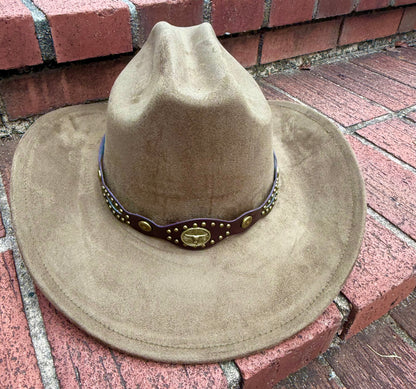 Premium Suede Cowboy Hat - Sanded Design, Unisex ,Adjustable & Stylish Suitable for Pyrography, Laser Engraving