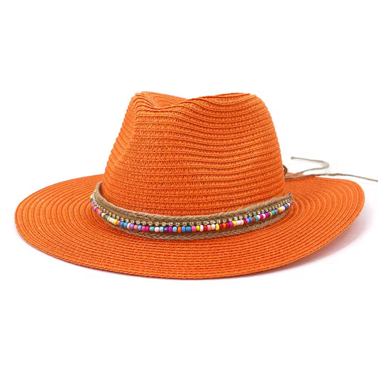 Prism Straw Fedora Hat-Orange - Accessorizmee
