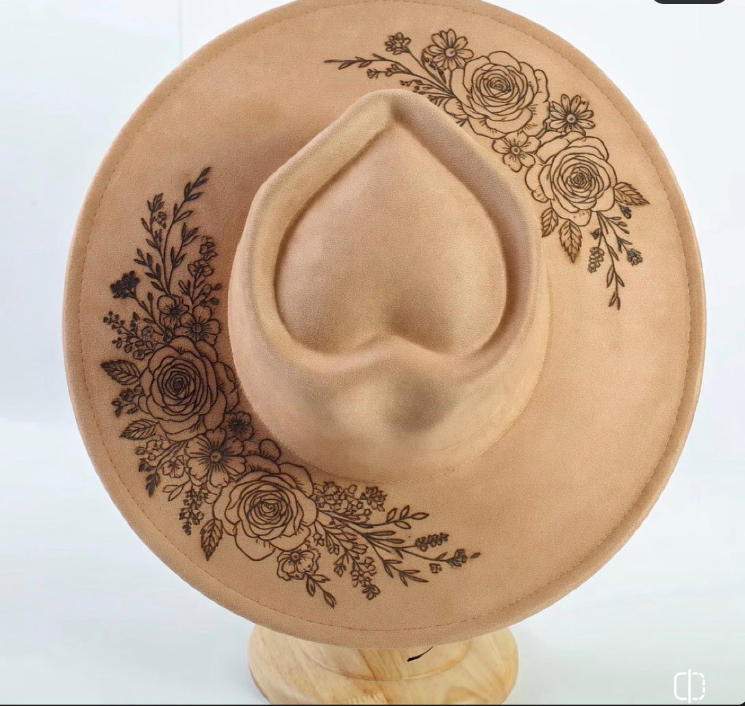 Hearted widebrim Vegan Fedora blank Hat