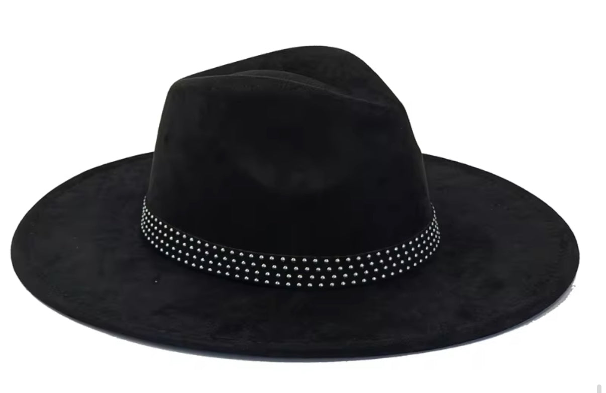 Suede Wide Brim Fedora-Dance