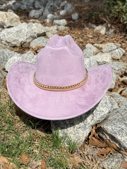 Vegan Suede Cowboy Hat,Cowboy with Gold Accessory,Cowboy Hat for Burning,Rancher Hat, Wide Brim Hat, Hat for customization - Accessorizmee