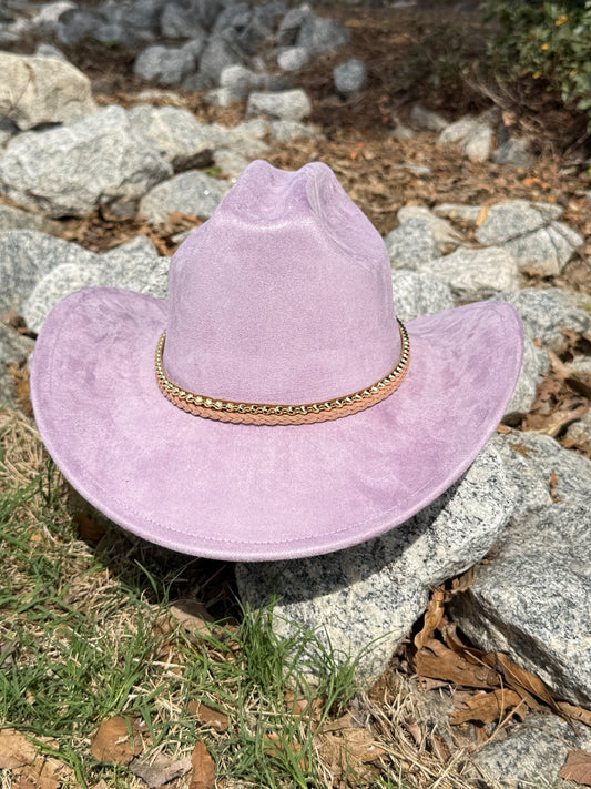 Vegan Suede Cowboy Hat,Cowboy with Gold Accessory,Cowboy Hat for Burning,Rancher Hat, Wide Brim Hat, Hat for customization - Accessorizmee