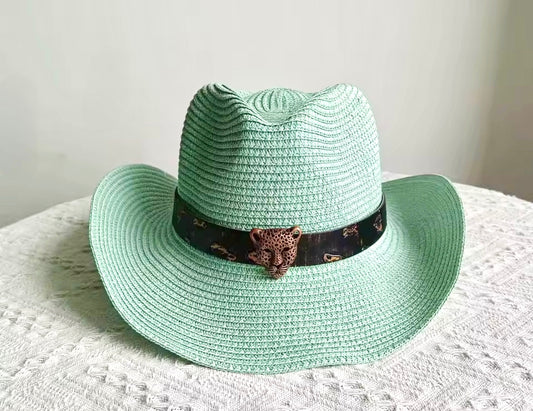 Cowboy Straw Roar Hat - Adjustable Band, Breathable Design, 56-58cm Size, 7cm Brim, 12cm Height, Unisex Western Style Accessory - Accessorizmee